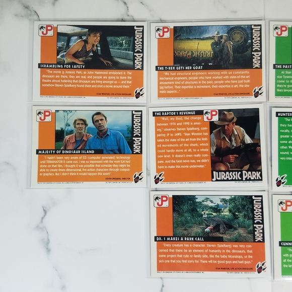 Vintage JP Topps Trading Cards Lot of 10 Jurassic Park Movie Cards Lot #1 - Picture 9 of 13